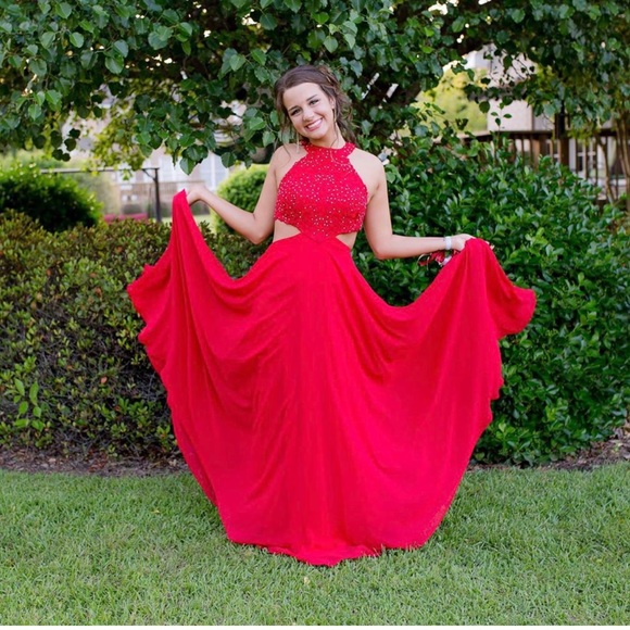 Dresses & Skirts - Red prom dress with side cut out and open back